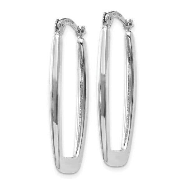14K White Gold Polished 2.25mm Rectangle Hoop Earrings  2.25mm width