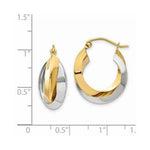 Load image into Gallery viewer, 14K Two-tone Gold Polished Knife-edge Double Hoop Earrings  8mm width
