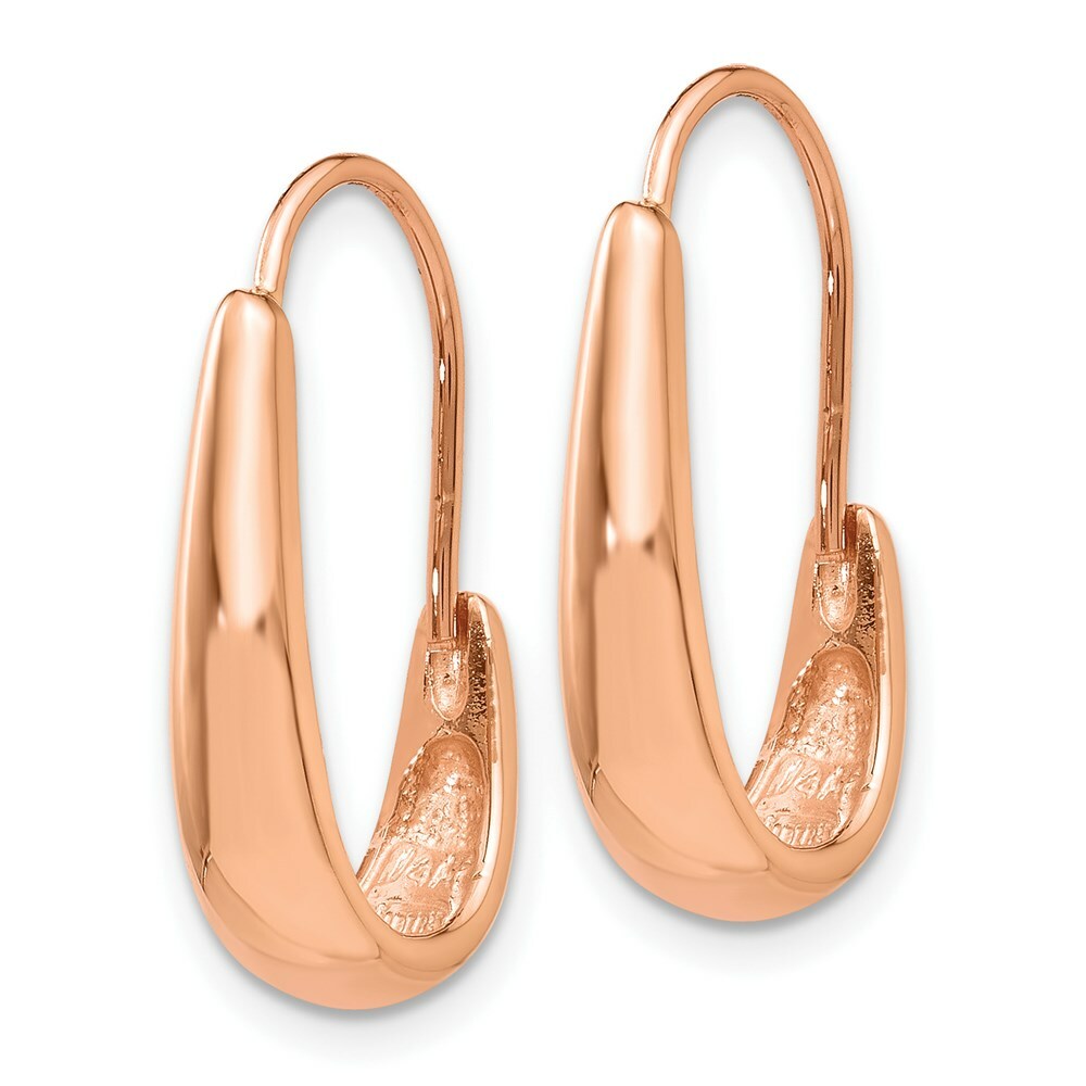 14K Rose Gold Polished Tapered J-Hoop Wire Earrings  5mm width