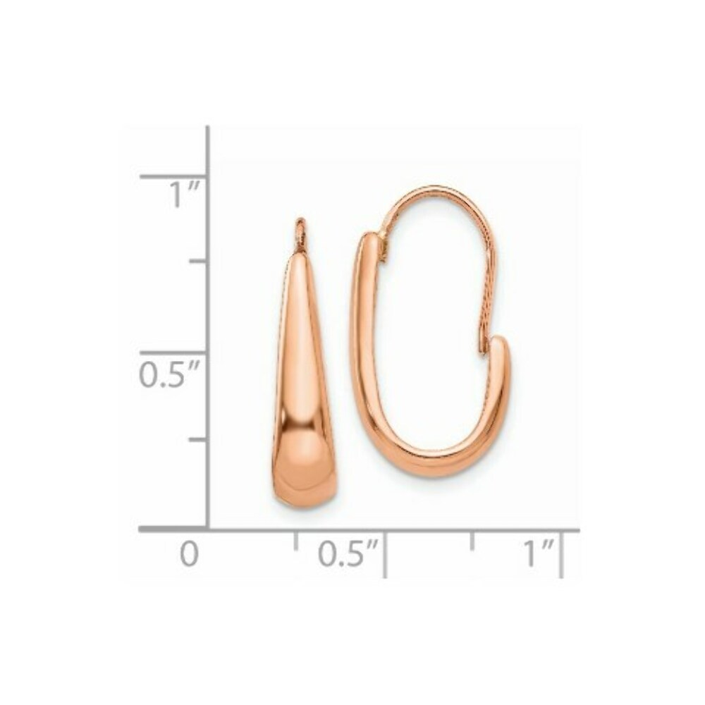 14K Rose Gold Polished Tapered J-Hoop Wire Earrings  5mm width