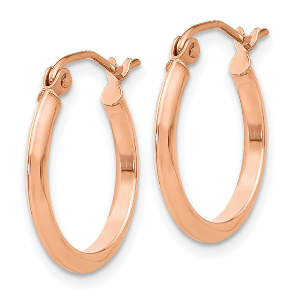 14K Rose Gold 2.5mm Knife Edge Hoop Earrings  2.5mm width
