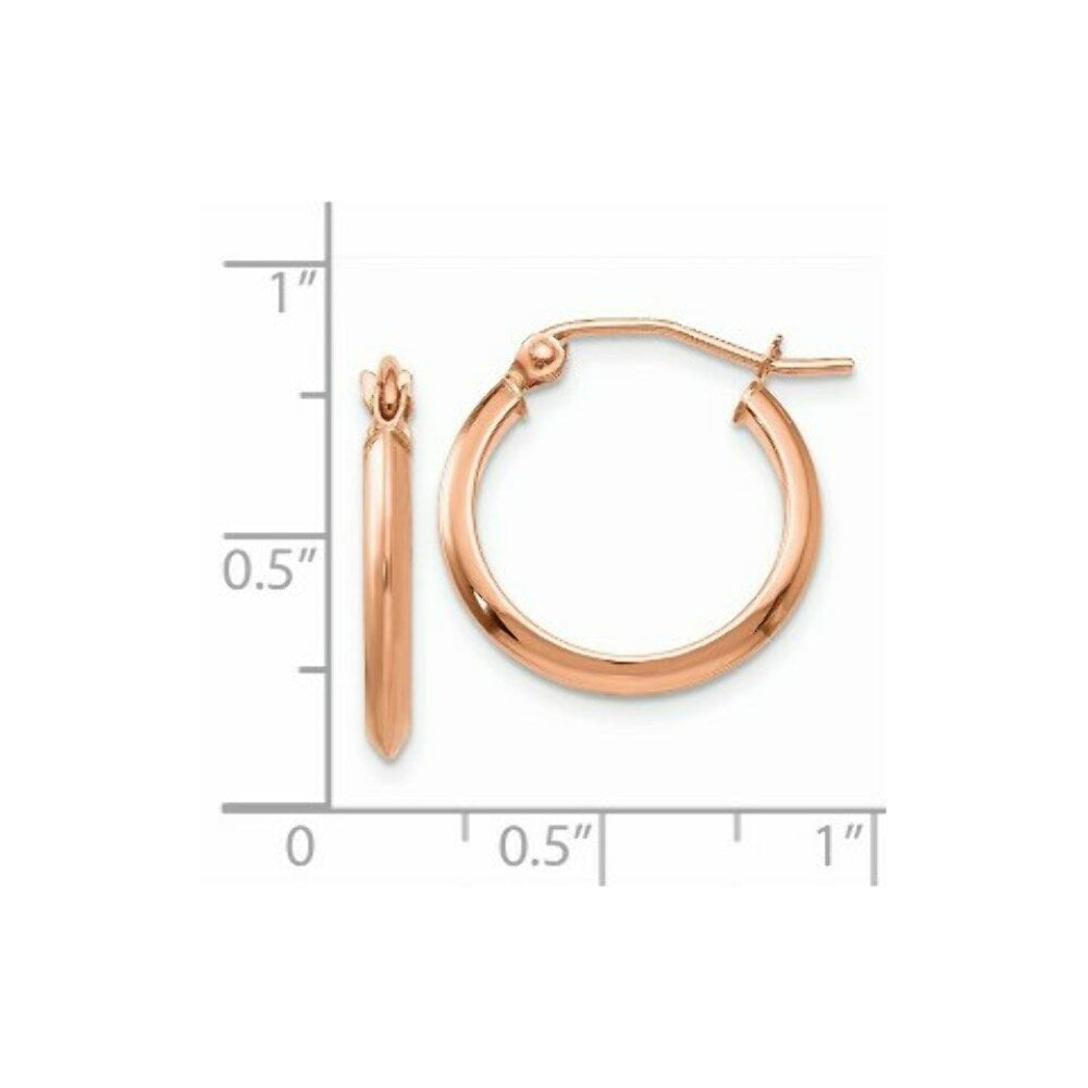 14K Rose Gold 2.5mm Knife Edge Hoop Earrings  2.5mm width