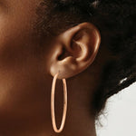Load image into Gallery viewer, 14K Rose Gold 2mm Square Tube Oval Hoop Earrings  2mm width
