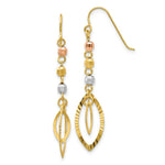 Load image into Gallery viewer, 14K Tri-Color Gold Bead &amp; Yellow Oval Dangle Earrings
