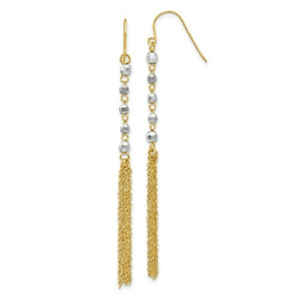 14K Two-tone Gold Bead Tassel Earrings