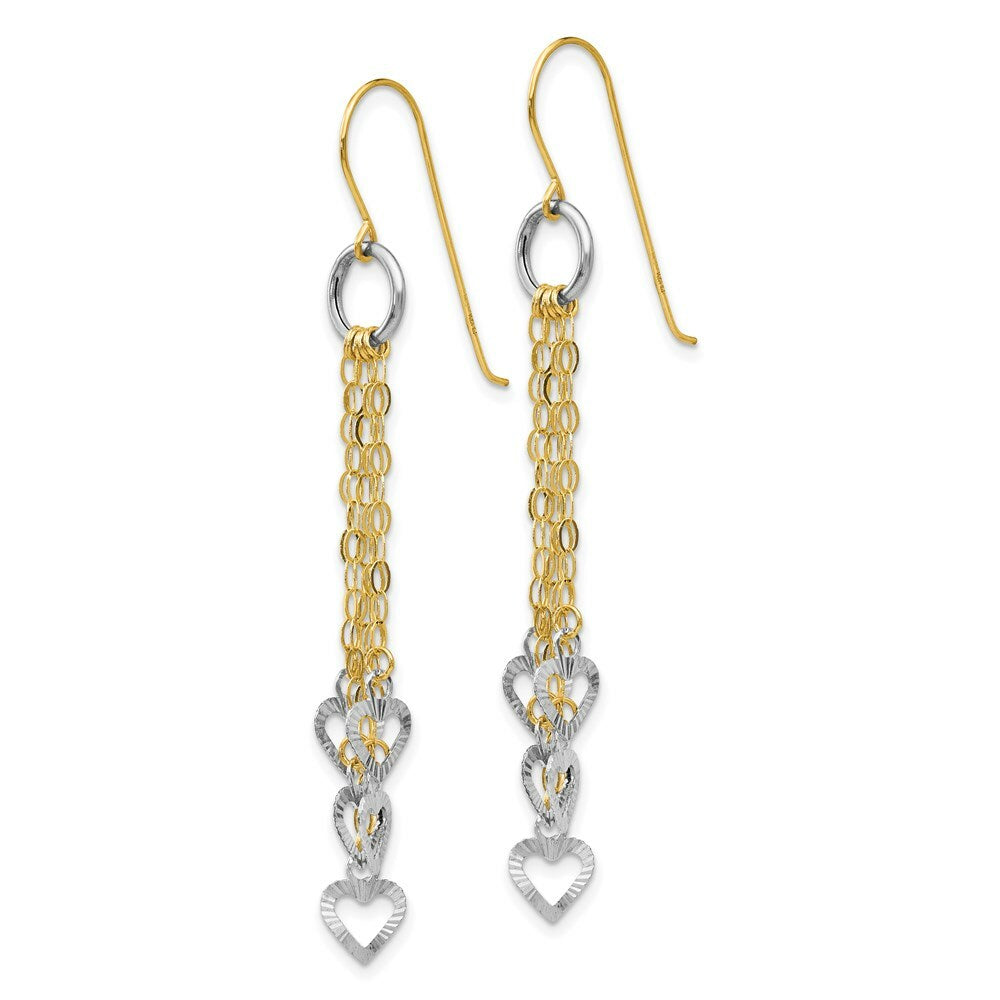 14K Two-tone Gold Circle 5 Heart Earrings