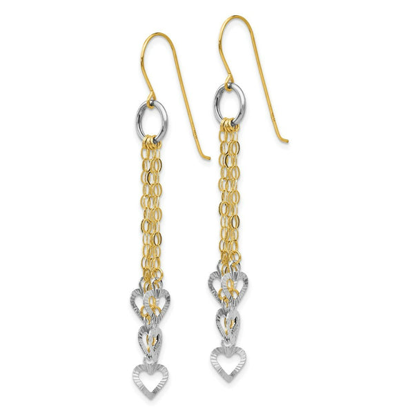 14K Two-tone Gold Circle 5 Heart Earrings