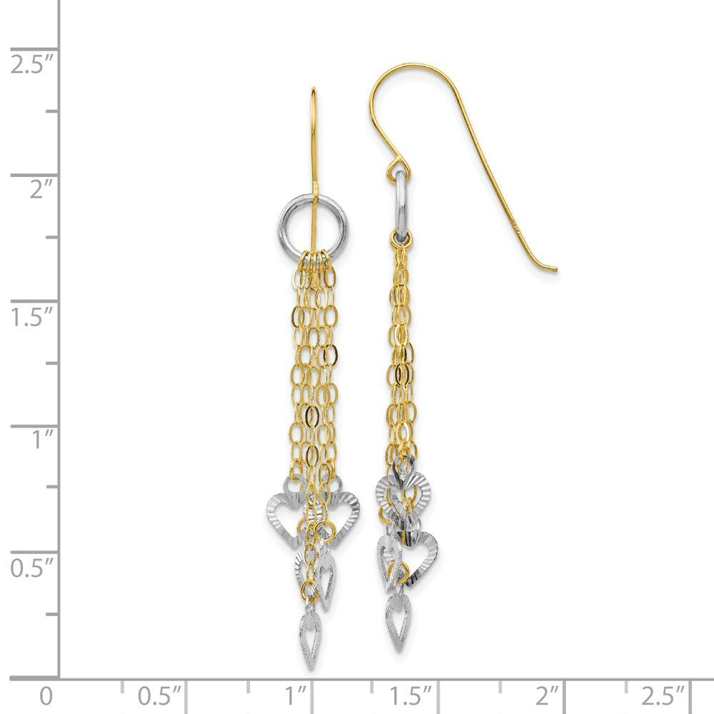14K Two-tone Gold Circle 5 Heart Earrings