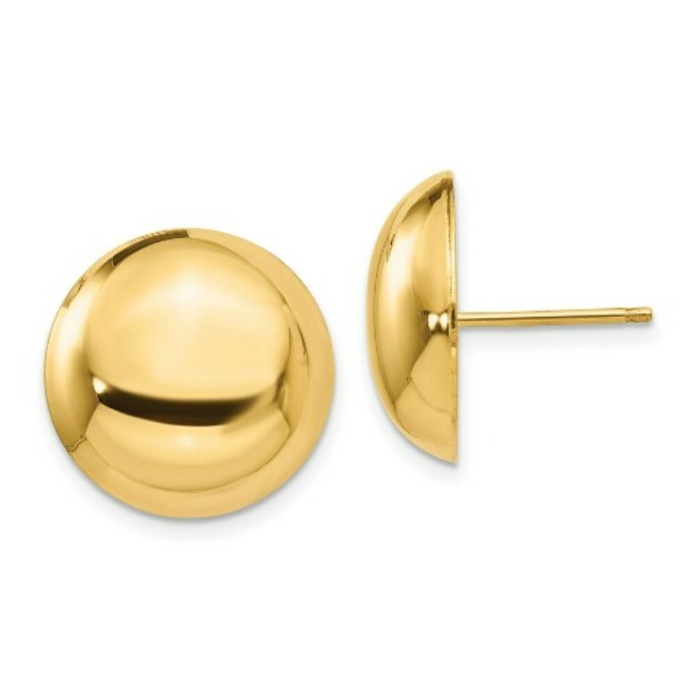 14K Yellow Gold 15.5mm Button Post Earrings