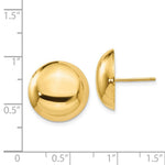 Load image into Gallery viewer, 14K Yellow Gold 15.5mm Button Post Earrings
