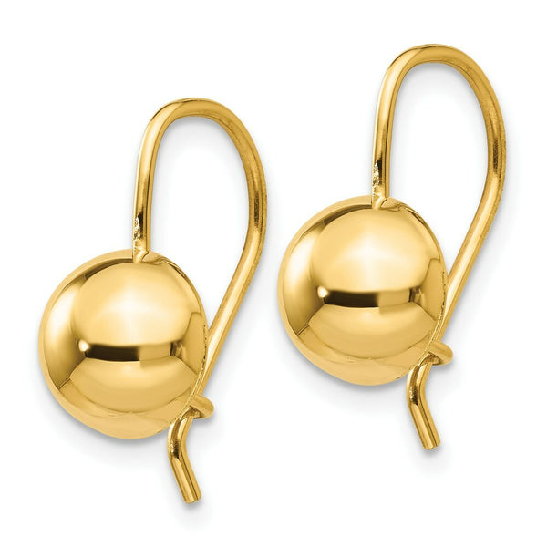 14K Yellow Gold 8mm Hollow Half Ball Earrings