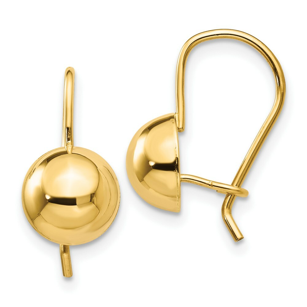 14K Yellow Gold 8mm Hollow Half Ball Earrings