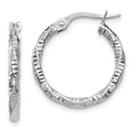 Load image into Gallery viewer, 14K White Gold Polished and Textured Hoop Earrings  2mm width
