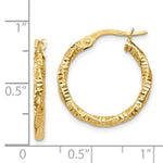 Load image into Gallery viewer, 14K Yellow Gold Polished and Textured Hoop Earrings 19mm length
