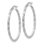 Load image into Gallery viewer, 14K White Gold Polished and Textured Hoop Earrings  2mm width
