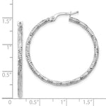Load image into Gallery viewer, 14K White Gold Polished and Textured Hoop Earrings  2mm width
