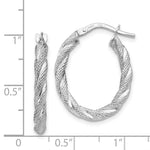Load image into Gallery viewer, 14K White Gold Twisted Textured Oval Hoop Earrings  3mm width
