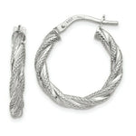 Load image into Gallery viewer, 14K White Gold Twisted Textured Hoop Earrings  3mm width
