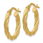 Load image into Gallery viewer, 14K Yellow Gold Twisted Textured Hoop Earrings 21mm length
