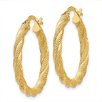 Load image into Gallery viewer, 14K Yellow Gold Twisted Textured Hoop Earrings 32mm length

