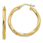 Load image into Gallery viewer, 14K Yellow Gold Twisted Textured Hoop Earrings 31mm length
