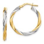 Load image into Gallery viewer, 14K Yellow Gold &amp; Rhodium Twisted Hoop Earrings  2.5mm width
