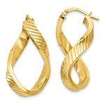 Load image into Gallery viewer, 14K Yellow Gold Twisted Textured Oval Hoop Earrings 38mm length
