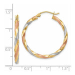 Load image into Gallery viewer, 14K White &amp; Rose Rhodium Satin Twisted Hoop Earrings  3mm width
