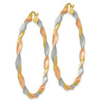 Load image into Gallery viewer, 14K Tri-Color Gold Satin Twisted Hoop Earrings  3mm width
