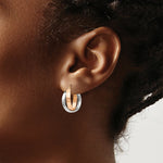 Load image into Gallery viewer, 14K Rose Gold and White Gold Polished Oval Hoop Earrings  3mm width
