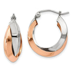 Load image into Gallery viewer, 14K Rose Gold and White Gold Polished Oval Hoop Earrings  4mm width
