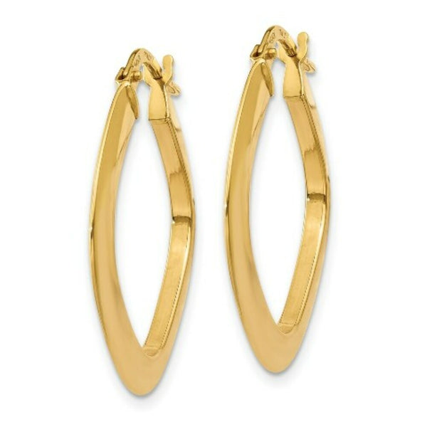 14K Yellow Gold Tapered Square Hoop Earrings  2mm width