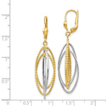 Load image into Gallery viewer, 14K Two-tone Gold Textured and Polished Dangle Leverback Earrings
