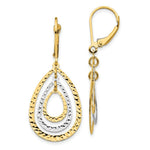 Load image into Gallery viewer, 14K Two-tone Gold Diamond Cut Leverback Earrings

