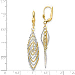 Load image into Gallery viewer, 14K Two-tone Gold Polished and Diamond-cut Dangle Leverback Earrings
