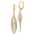 Load image into Gallery viewer, 14K Two-tone Gold Polished and Diamond-cut Dangle Leverback Earrings
