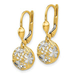 Load image into Gallery viewer, 14K Yellow Gold and Rhodium Polished and Textured Dangle Leverback Earrings
