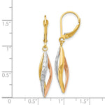 Load image into Gallery viewer, 14K Yellow Gold &amp; Rhodium and Rose Gold Diamond-cut Leverback Earrings
