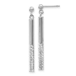 Load image into Gallery viewer, 14k White Gold Polished and Diamond-cut Bar Dangle Post Earrings
