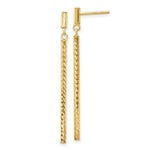 Load image into Gallery viewer, 14K Yellow Gold Polished and Diamond-cut Bar Dangle Post Earrings
