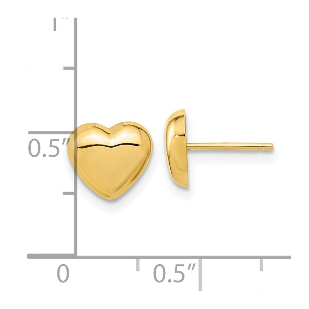 14k Yellow Gold Polished Heart Post Earrings