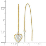 Load image into Gallery viewer, 14k Two-tone Gold Polished Satin and Diamond-cut Heart Threader Earrings
