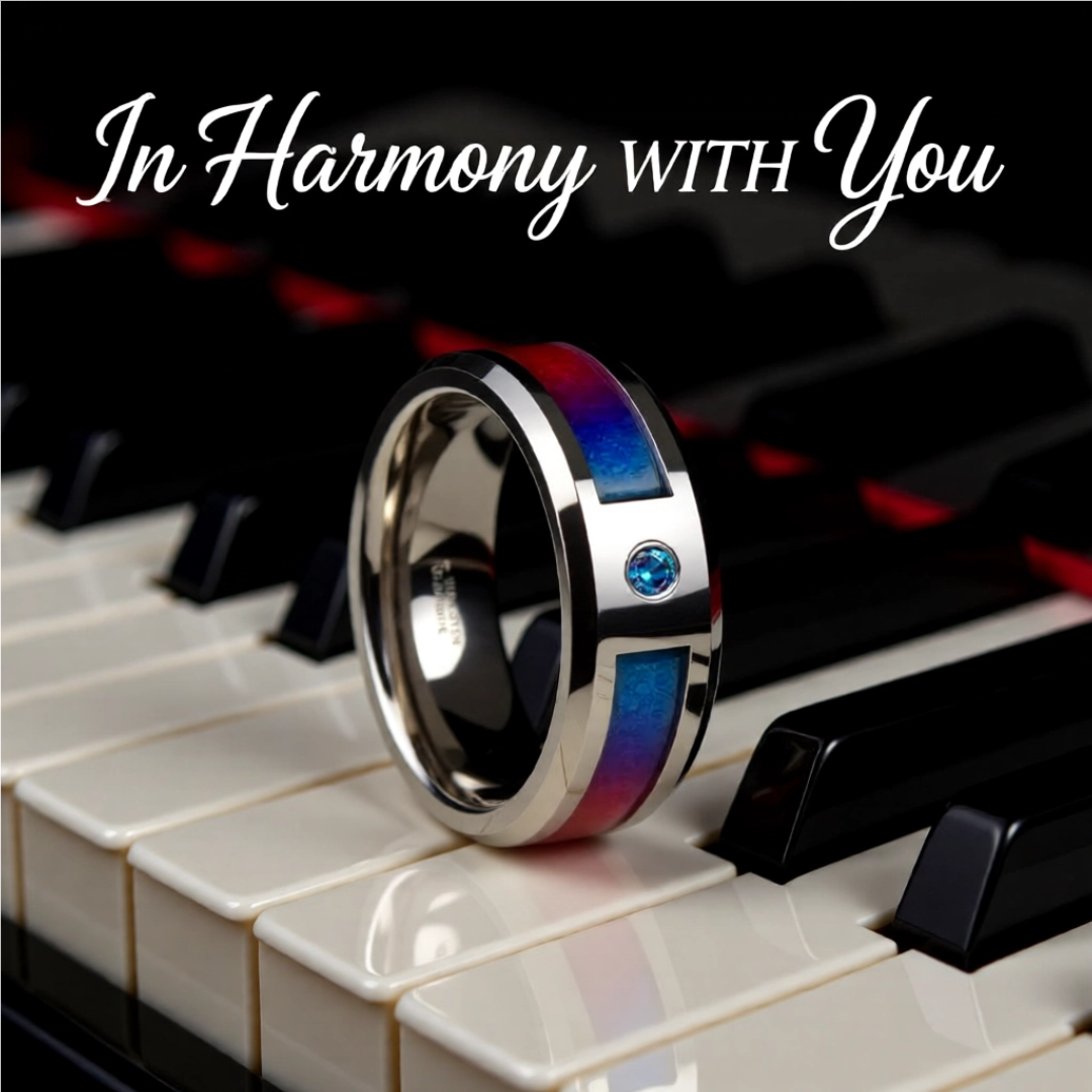 Mens Tungsten Carbide Blue/Purple Color Changing Inlay Alexandrite Setting Wedding Ring - Beveled Comfort Fit - 8mm Wide - Style name: CERULEAN