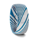 Load image into Gallery viewer, Mens Damascus Steel Vivid Etched Design Blue Wedding Ring - Domed Brushed Comfort Fit - 6mm 8mm Wide - Style name: EARL
