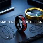 Load image into Gallery viewer, Mens Black Ceramic Black Opal Inlay Domed Wedding Ring - Polished Beveled Comfort Fit - 8mm Wide - Style name: MATRIX
