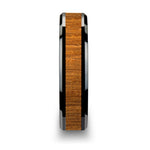 Load image into Gallery viewer, Mens Black Ceramic Teak Wood Inlay Wedding Ring - Polished Beveled Comfort Fit - 6mm 8mm 10mm Wide - Style name: SAGON

