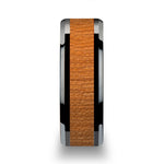 Load image into Gallery viewer, Mens Black Ceramic Black Cherry Wood Inlay Wedding Ring - Polished Beveled Comfort Fit - 6mm 8mm 10mm Wide - Style name: IOWA
