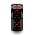 Load image into Gallery viewer, Mens Black Ceramic Black &amp; Red Carbon Fiber Wedding Ring - Beveled Comfort Fit - 4mm 6mm 8mm 10mm Wide - Style name: ANTONIUS
