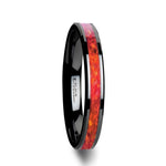 Load image into Gallery viewer, Men's Ceramic Red Opal Inlay Wedding Ring - Beveled Comfort Fit - 4mm 6mm 8mm Wide - Style name: NOVA

