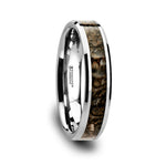 Load image into Gallery viewer, Mens Tungsten Carbide Dinosaur Bone Inlaid Wedding Ring - Beveled Comfort Fit - 4mm 8mm Wide - Style name: ORDOVICIAN
